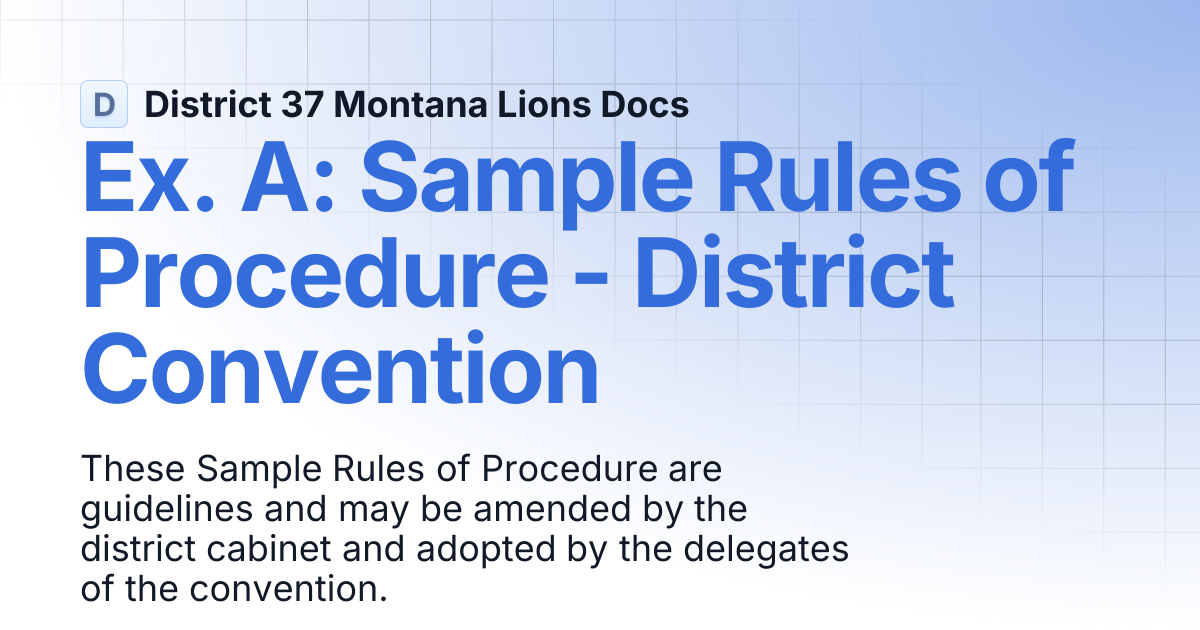 Ex. A: Sample Rules of Procedure - District Convention | District 37 ...